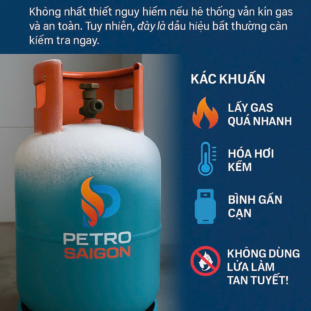 Bình gas đóng tuyết có nguy hiểm không?