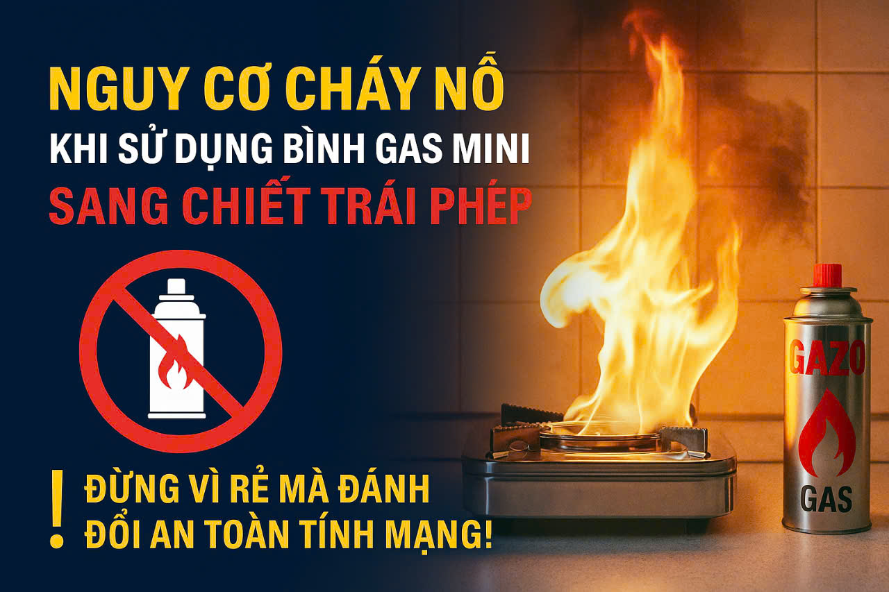 🚫 Nguy Cơ Cháy Nổ Khi Sử Dụng Bình Gas Mini Sang Chiết Trái Phép