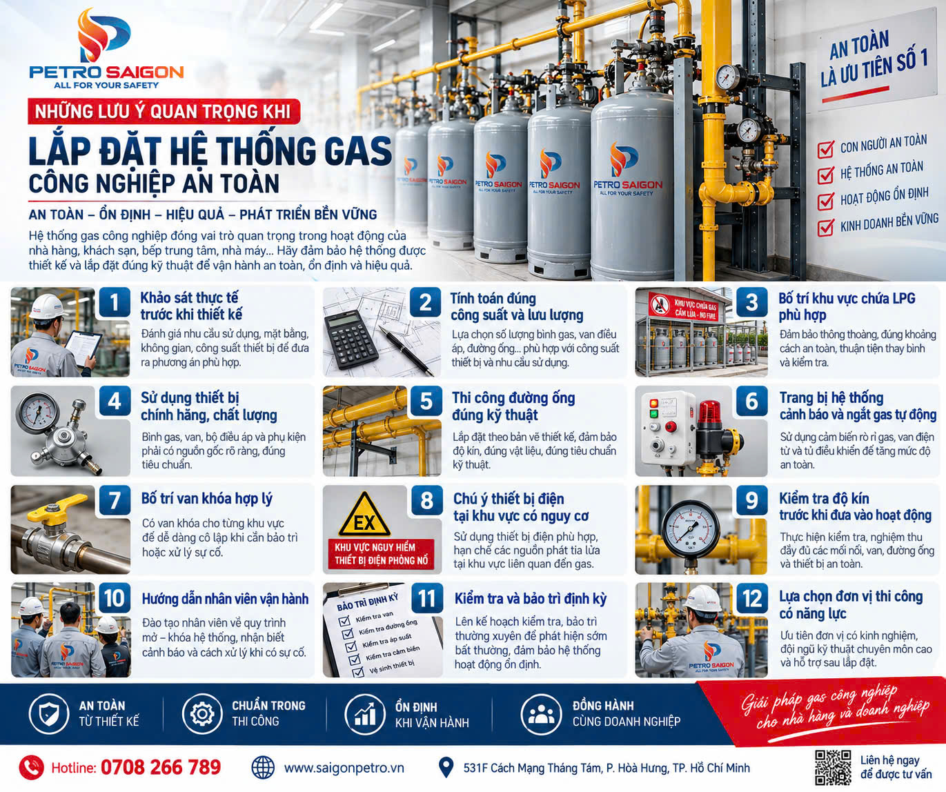 Lắp đặt hệ thống gas công nghiệp – An toàn phải được đặt lên hàng đầu
